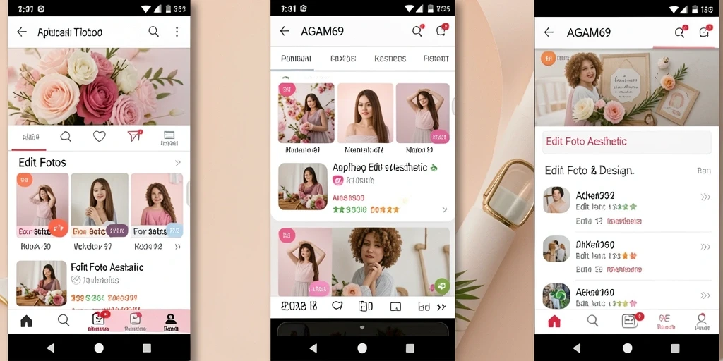 Tampilan antarmuka AGAM69 dengan fitur Edit Foto Aesthetic.