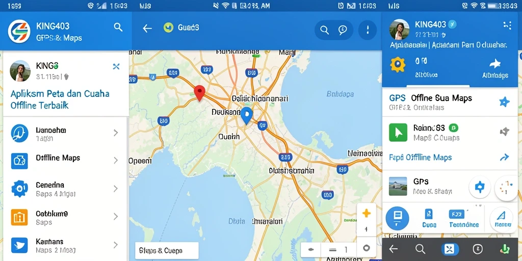 Tampilan antarmuka KING403 dengan fitur GPS Offline Maps yang intuitif.