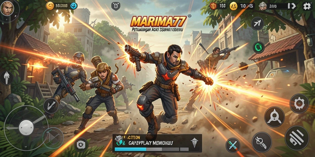 Tampilan antarmuka permainan MARIMA77 yang dinamis dan penuh aksi.