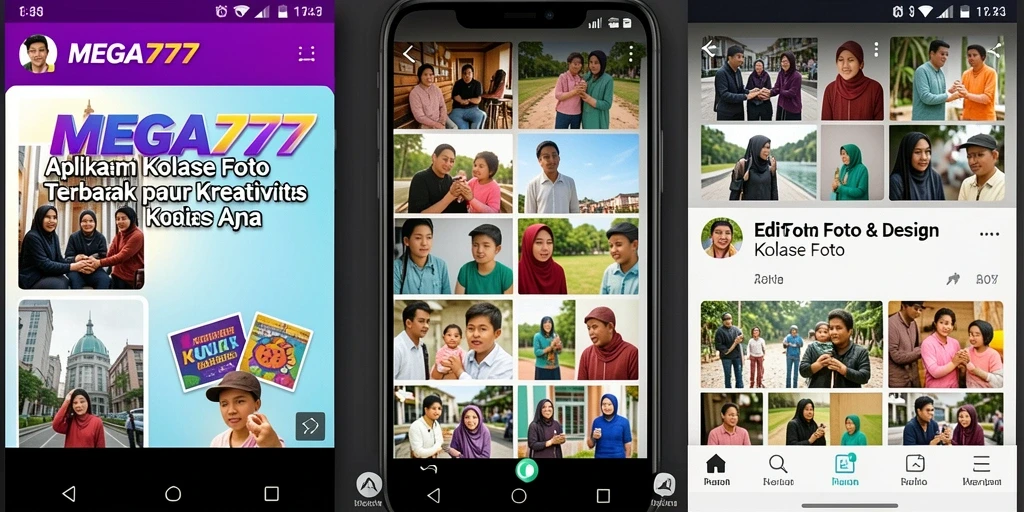 Tampilan antarmuka MEGA777 yang menarik dengan fitur kolase foto.