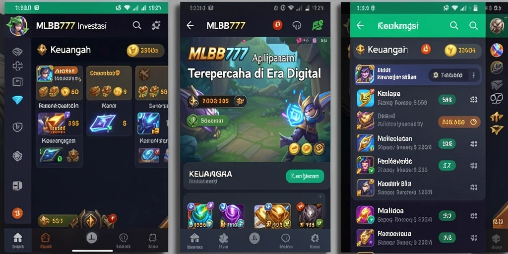 Tampilan antarmuka aplikasi MLBB777 yang user-friendly dan informatif.