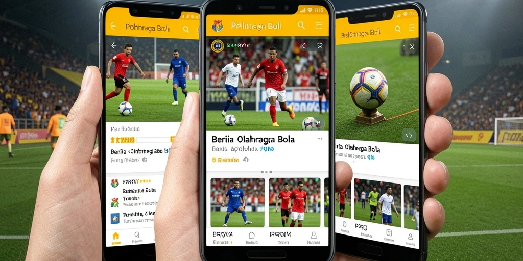Antarmuka aplikasi PPRRYY menampilkan informasi berita olahraga bola terkini.