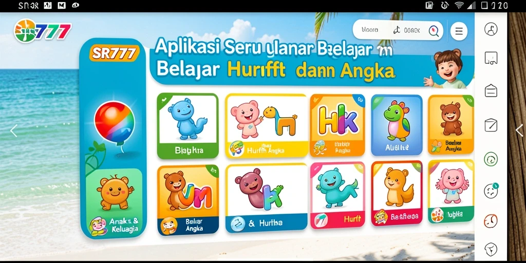 Antarmuka SR777 yang interaktif untuk belajar huruf dan angka.
