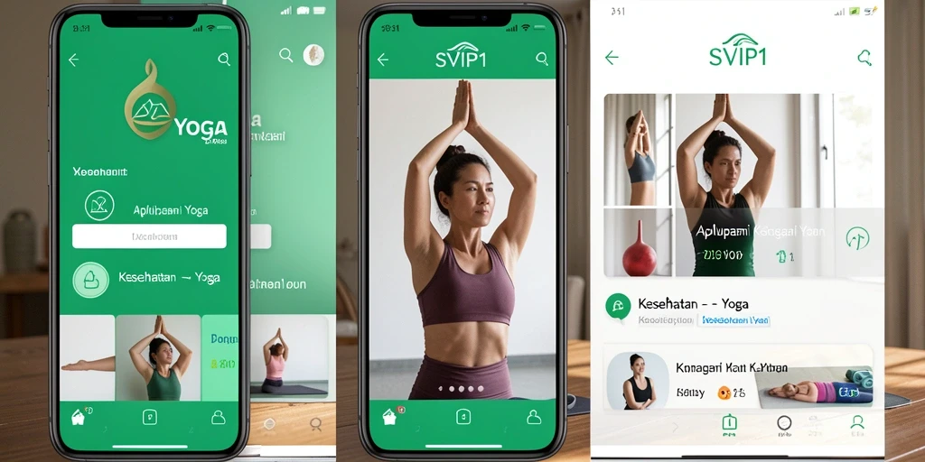 Antarmuka aplikasi SVIP1 dengan fitur latihan yoga yang teratur.