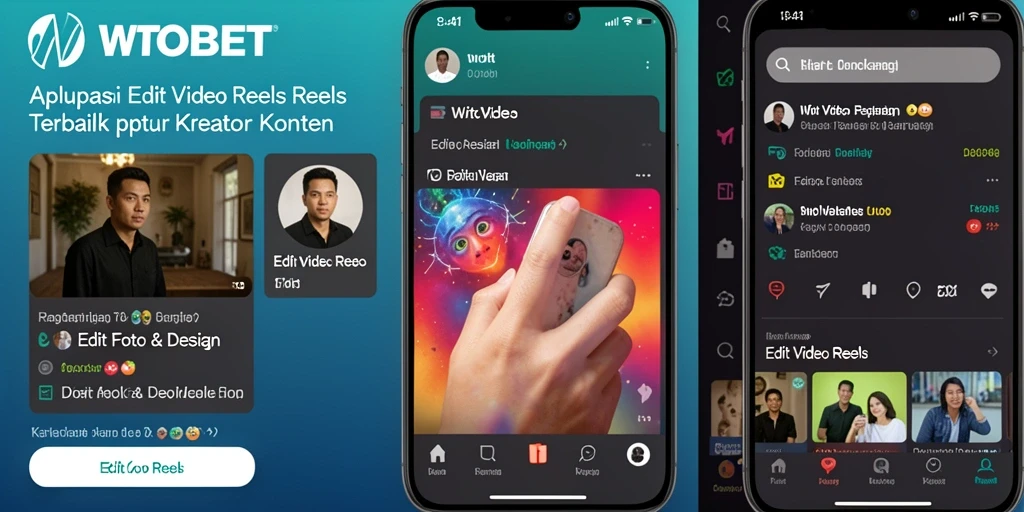 Antarmuka pengguna WTOBET untuk pengeditan video reels.